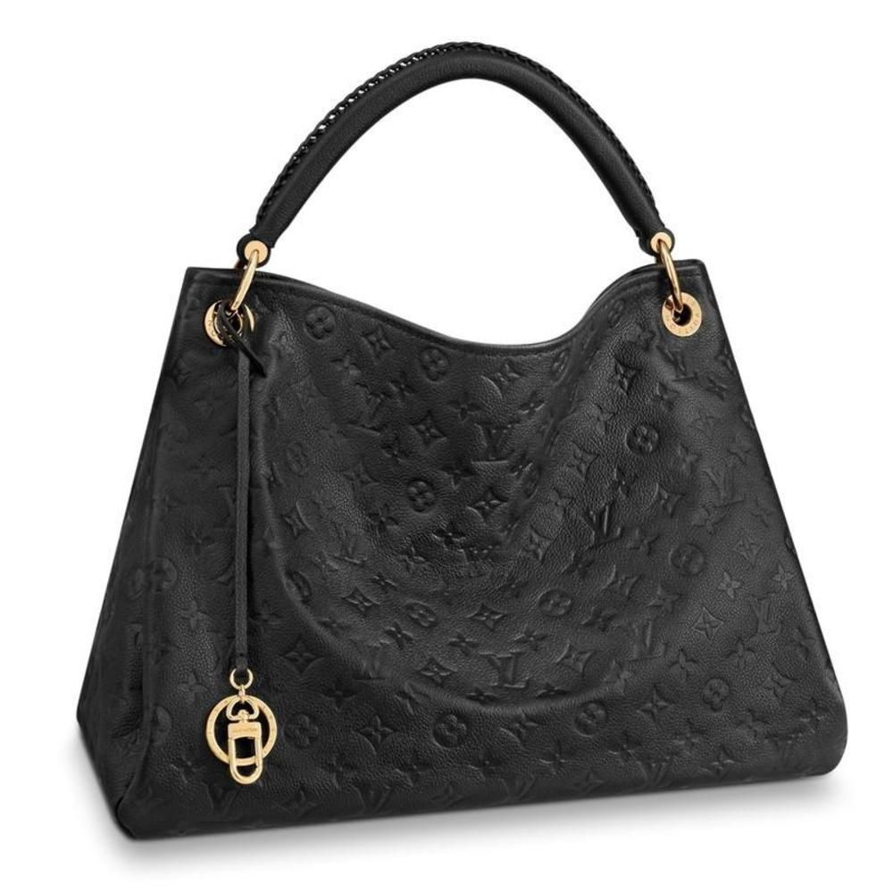 Louis Vuitton Artsy MM Metal Fittings Gold Monogram Implant Leather Black